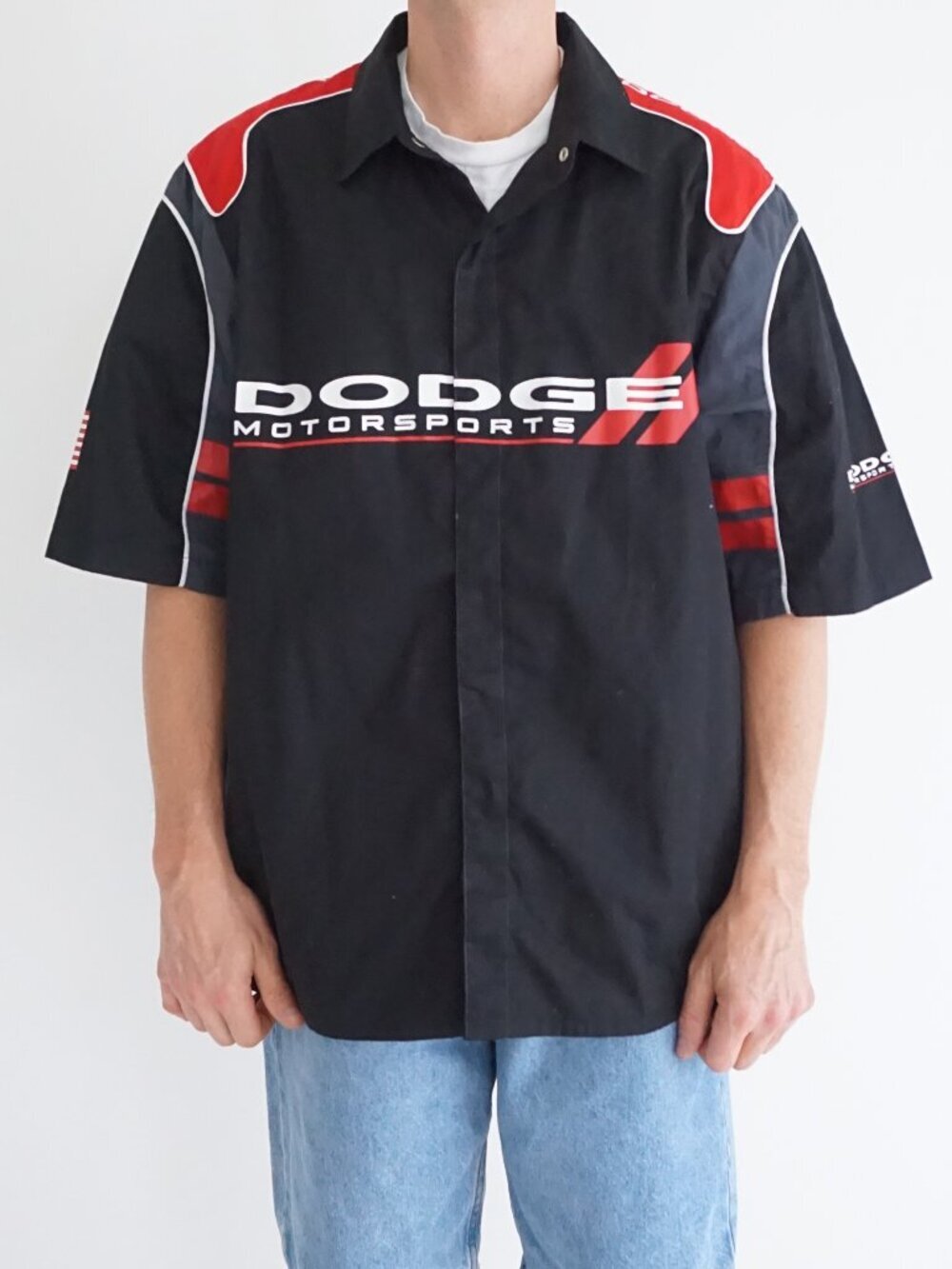 Dodge Black Red Motorsports Racing Sponsor Logo Button Front Garage Top Large L